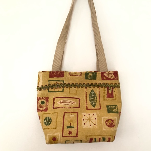 Tan Green and Red y2k Print Shoulder Bag Purse - Picture 3 of 4
